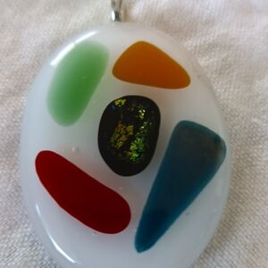 Colorful Oval Glass Pendant